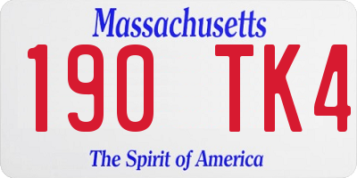 MA license plate 190TK4