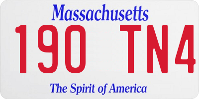 MA license plate 190TN4