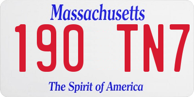 MA license plate 190TN7
