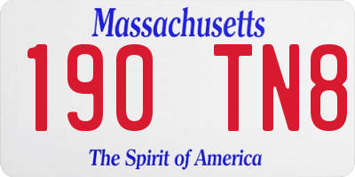 MA license plate 190TN8