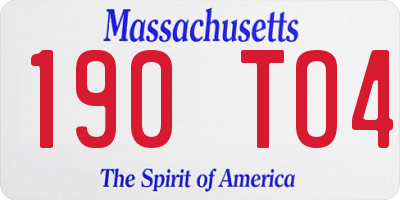 MA license plate 190TO4