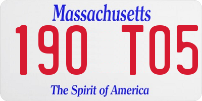 MA license plate 190TO5