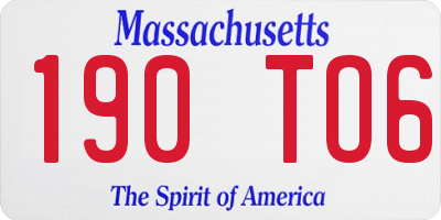 MA license plate 190TO6