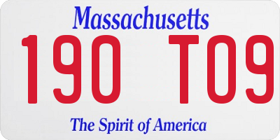 MA license plate 190TO9