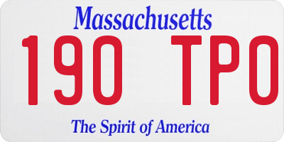 MA license plate 190TP0