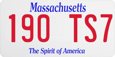 MA license plate 190TS7