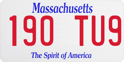 MA license plate 190TU9