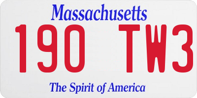 MA license plate 190TW3