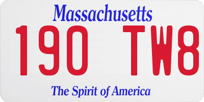 MA license plate 190TW8