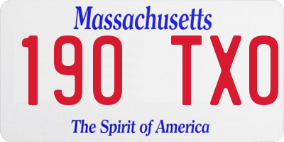 MA license plate 190TX0