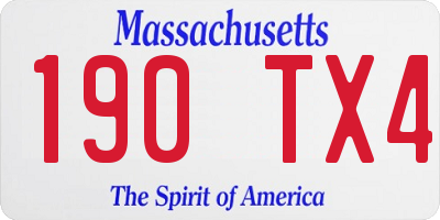 MA license plate 190TX4