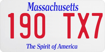 MA license plate 190TX7