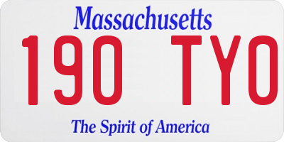 MA license plate 190TY0