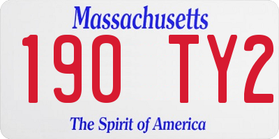 MA license plate 190TY2