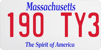MA license plate 190TY3