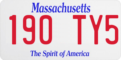MA license plate 190TY5