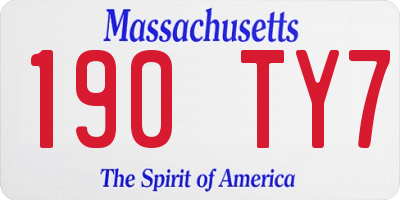 MA license plate 190TY7