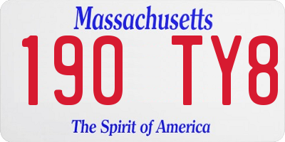 MA license plate 190TY8