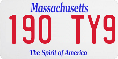MA license plate 190TY9