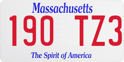 MA license plate 190TZ3