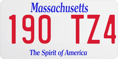 MA license plate 190TZ4