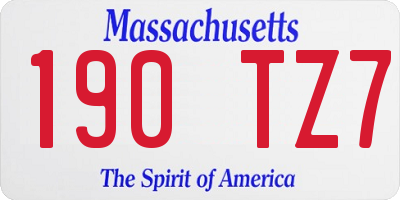 MA license plate 190TZ7