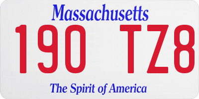 MA license plate 190TZ8