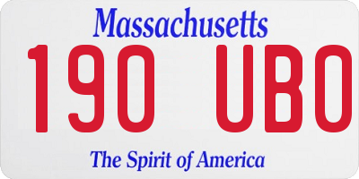 MA license plate 190UB0