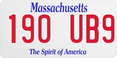 MA license plate 190UB9