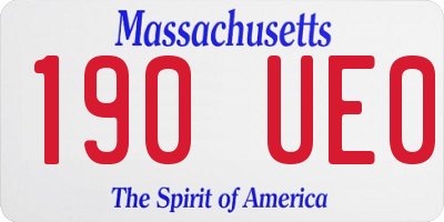 MA license plate 190UE0