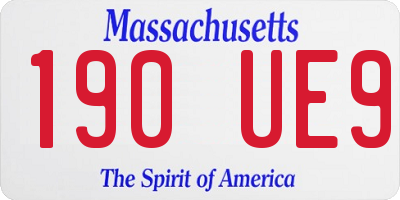 MA license plate 190UE9