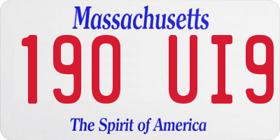 MA license plate 190UI9