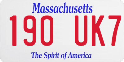 MA license plate 190UK7
