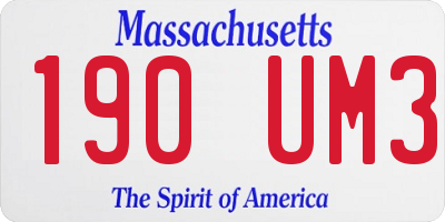 MA license plate 190UM3