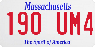 MA license plate 190UM4