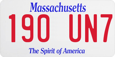 MA license plate 190UN7