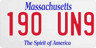 MA license plate 190UN9