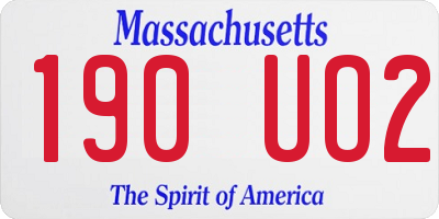 MA license plate 190UO2