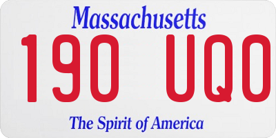MA license plate 190UQ0