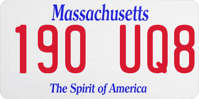 MA license plate 190UQ8