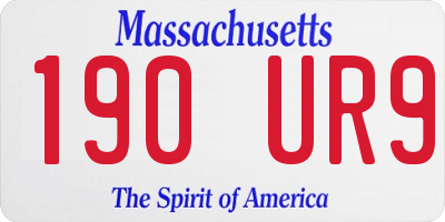 MA license plate 190UR9