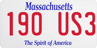 MA license plate 190US3