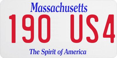 MA license plate 190US4