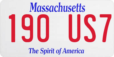 MA license plate 190US7