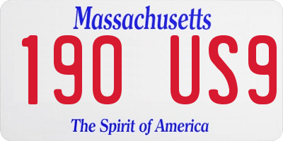MA license plate 190US9