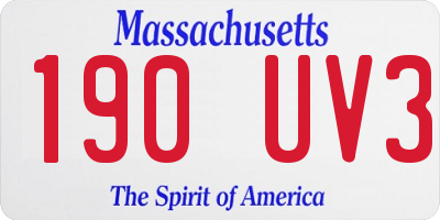 MA license plate 190UV3