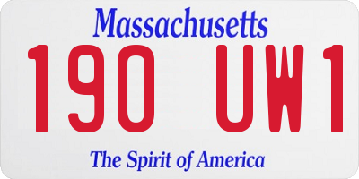 MA license plate 190UW1