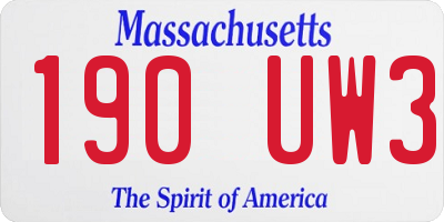 MA license plate 190UW3