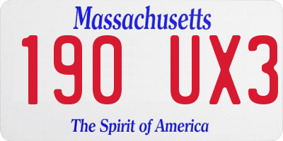 MA license plate 190UX3