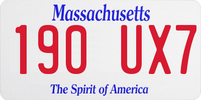MA license plate 190UX7